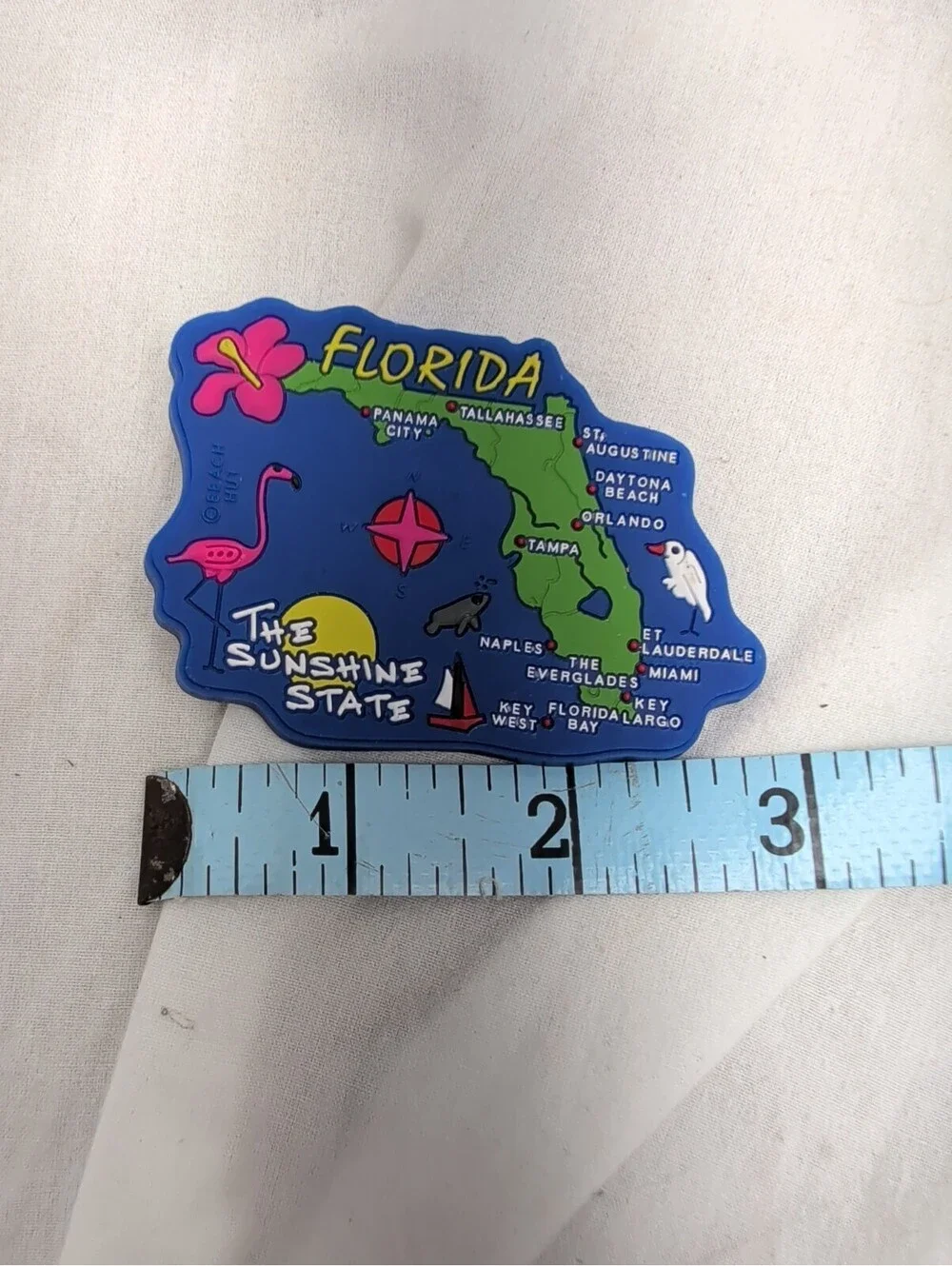 Beach Hut FLORIDA STATE MAP AND LANDMARKS FRIDGE COLLECTIBLE SOUVENIR MAGNET